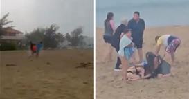 Гром удри во три деца на плажа во Порторико (Вознемирувачко видео) 